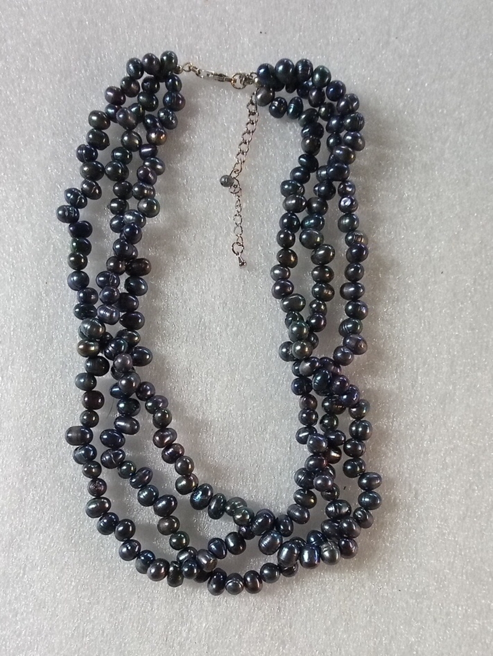 3 Strand Iridescent Pearl Necklace, #A487